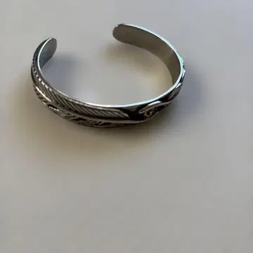 실버 잎 무늬 커프 뱅글