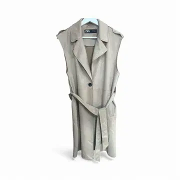 ZARA 베이지 슬리브리스 베스트 허리 벨트 포함