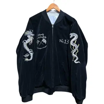 schott 벨로아 수베니어 자수 스카잔 리버서블 블루종 용