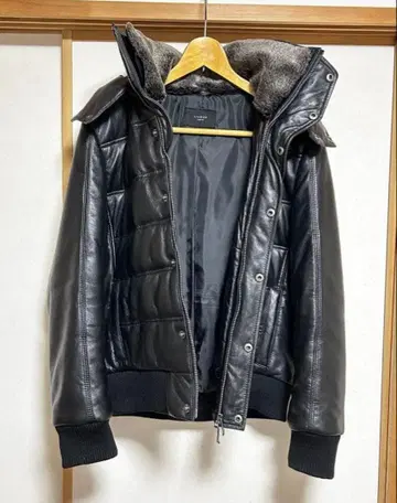 LIUGOO 블랙 램 가죽 다운 자켓