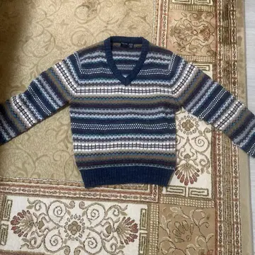 빈티지 스트라이프 V넥 니트 스웨터