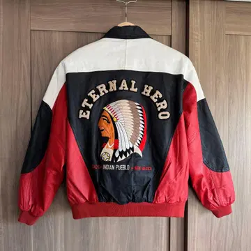 80~90년대 총 자수 가죽 자켓 빈티지