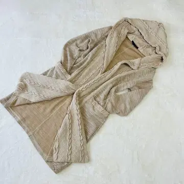 고품질 L'al'erro 케이블 짜임 니트 롱 가디건 베이지