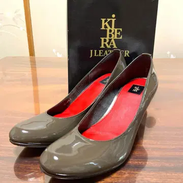 KiBERA 가죽 라운드 하이힐 펌프스 S 올리브