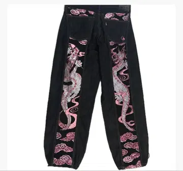 일본풍 패턴 데님 juvenile delinquent 빅 사이즈 38인치