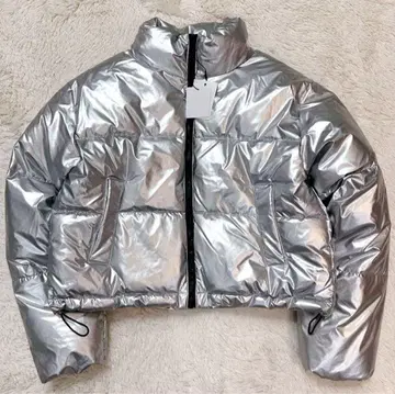 metallic short length down jacket y2k