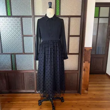 블랙 도트 무늬 원피스