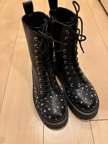 스터드 레이스업 사이드 고어 부츠