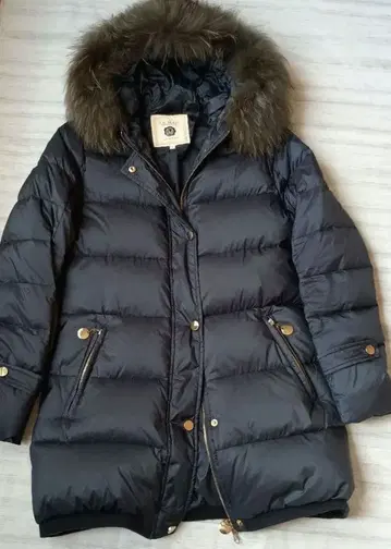 퍼 후드 다운 코트 네이비 L 사이즈