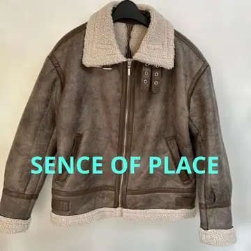 SENCE OF PLACE 무스탕 코트 브라운 더블 지퍼