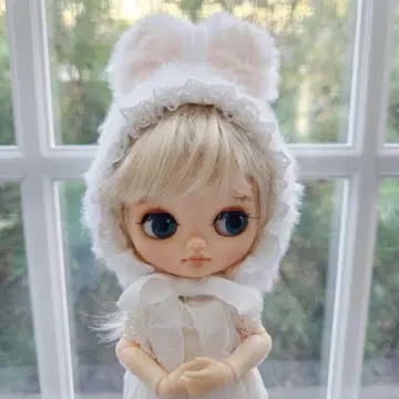 미디 브라이스, 미디 아이시 인형용 화이트 복슬복슬 토끼 귀 모자