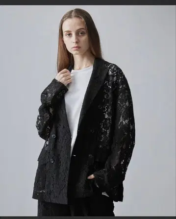 CLEL 루즈 코드 레이스 더블 테일러드 자켓