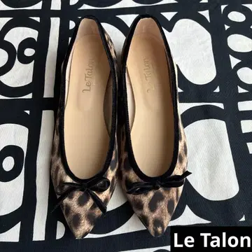 새상품급 탈론 레오파드 무늬 리본 포함 플랫슈즈 24.5cm
