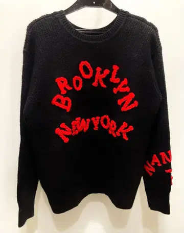 RISLEY 리즈레이 자수 니트 F 사이즈 블랙 레드 블랙 빨간색