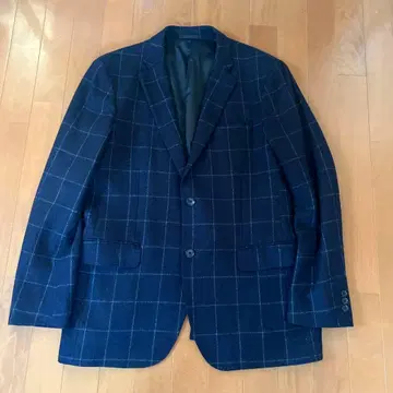 유니클로 울 자켓 체크 네이비 윈도우페인 네이비