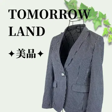 새상품급 TOMORROWLAND 네이비 스트라이프 테일러드 자켓