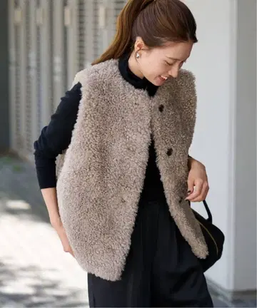 FRAMeWORK 인조 모피 베스트 그레이 B 새상품