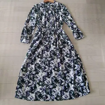 꽃무늬 맥시 드레스 그린 화이트 보라색