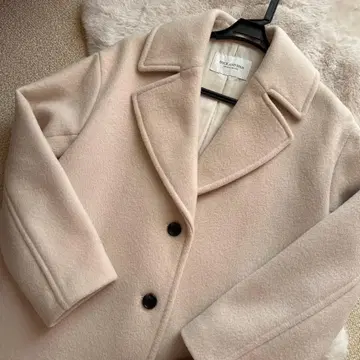 스픽앤스팬 울 혼방 체스터 코트 핑크 베이지