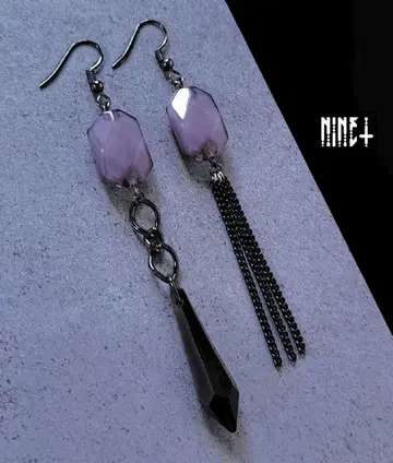 1009 빈티지 귀걸이 퍼플 귀찌 액세서리 이탈리아제