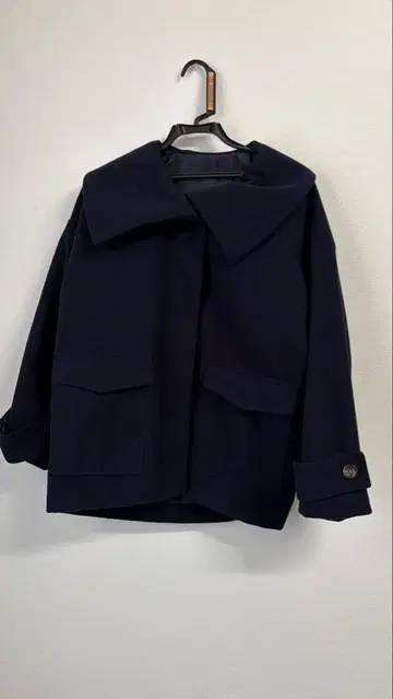 [ 새상품급 ] 마이니아 빅 칼라 자켓 코트 네이비 M