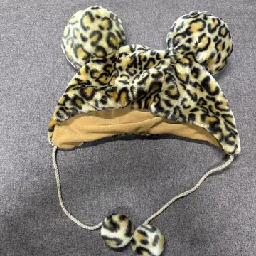 미키 미니 팬캡 레오파드 무늬 디즈니 레오파드