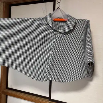 화이트 블랙 울 판초 일본 의류용 및 서양 의류용