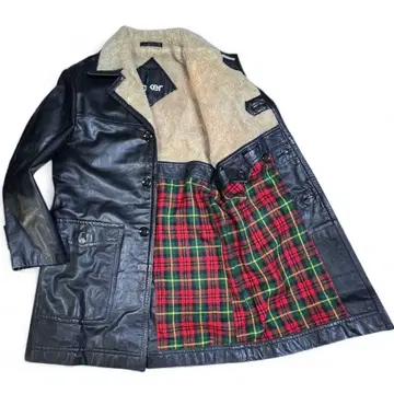 [쇼와 빈티지] 워커 M 천연 가죽 런치 코트 보아 안감 체크