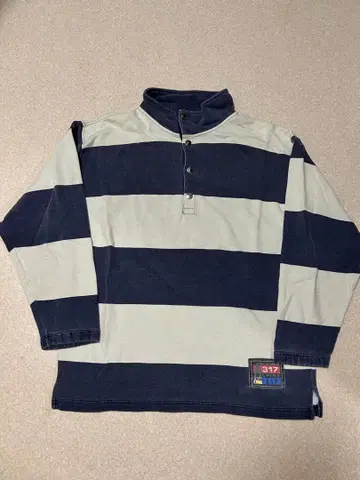 90s GAP 보더 스냅 맨투맨 네이비/그레이