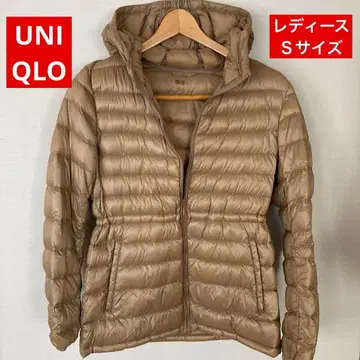 유니클로 베이지 후드 부착 다운 자켓 S 사이즈