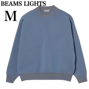 BEAMS LIGHTS 믹스 밀라노 리브 크루넥 니트 블루