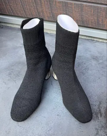 블랙 니트 숏부츠