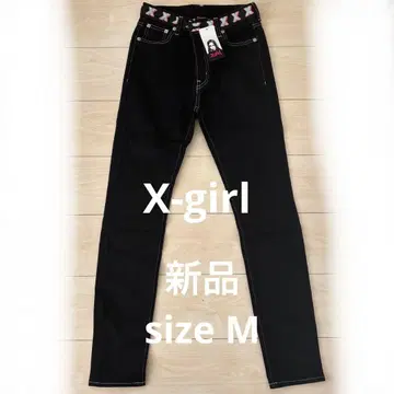 새상품 X-girl size 2 블랙 스트레이트 청바지 택 포함