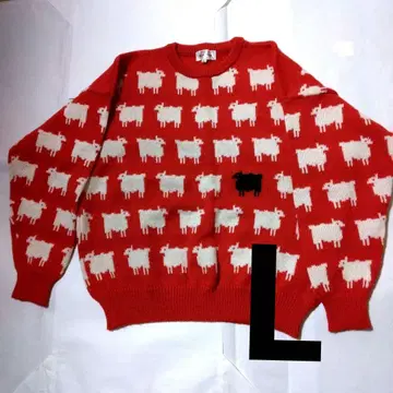 빈티지 프린세스 다이애나 블랙 지프 니트 스웨터 빨간색 L 사이즈