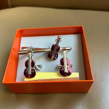SWANK 바이올린 모티브 넥타이핀 & 커프스링크 2개 세트