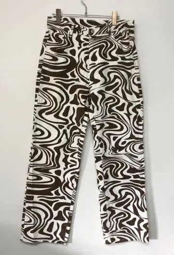 올드 레트로 스트릿 구제 의류 지오메트릭 사이키 와이드 트윌 팬츠