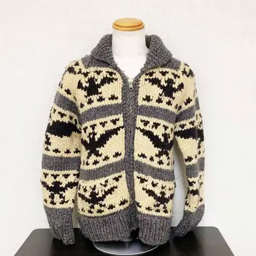 [ 양품 ] 텐더 로인 네이티브 무늬 지퍼 카우친 니트