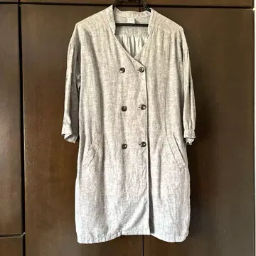 린넨 100% 그레이 코트