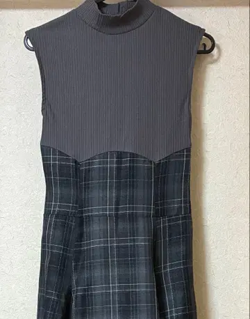 다즐린 체크 슬리브리스 코르셋 원피스