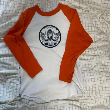 래글런 T셔츠 오렌지/화이트