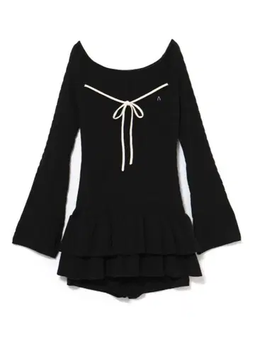 andmary Milky frill mini dress black