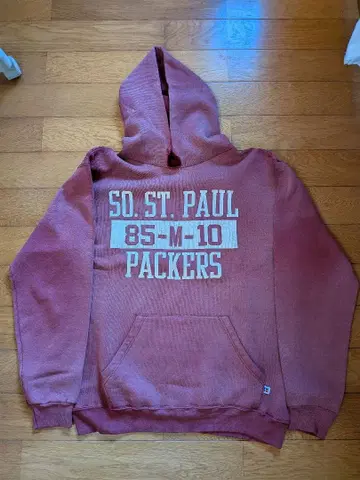 80s 러셀 후드티 3단 크림슨