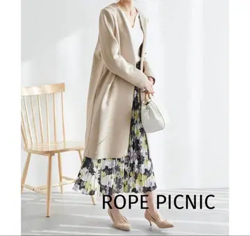 로페피크닉 코디 건 노카라 코트 아이보리 롱 종이상자