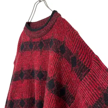 구제 의류 디자인 니트 마름모꼴 보더 니트 스웨터