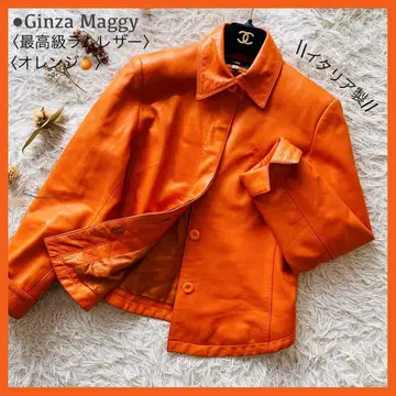 고품질 긴자 매기 최고급 램 가죽 오렌지 컬러 가죽 자켓 이탈리아제