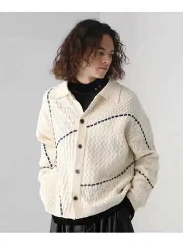 스티치 라인 셔츠 니트(HARE)