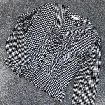 핑크하우스 세일러 카라의 귀여운 셔츠 블랙 깅엄 체크