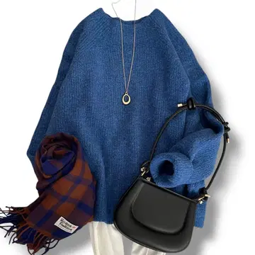 새상품급 프레임워크 부클레 압축 풀오버 니트 코튼 니트 블루