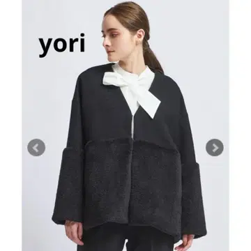 yori 하프 보아 코트 블랙