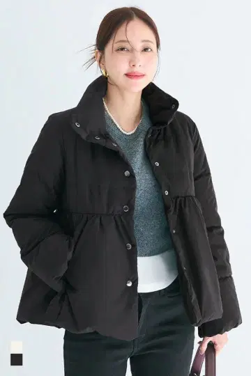 coca 충전솜 스탠드 칼라 플레어 블루종 블랙 M 사이즈